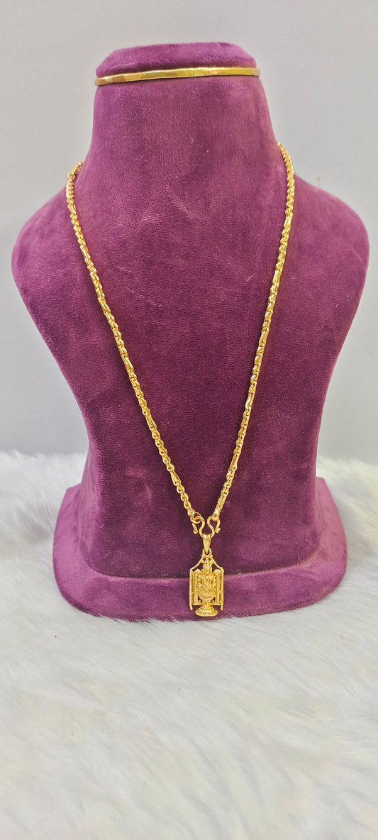 100% Gold look balaji pendant with 20" length 5 plus 1 chain