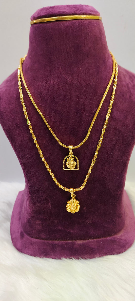 Mens ganesh chain and ladies ganesh chain combo (18" length Both)
