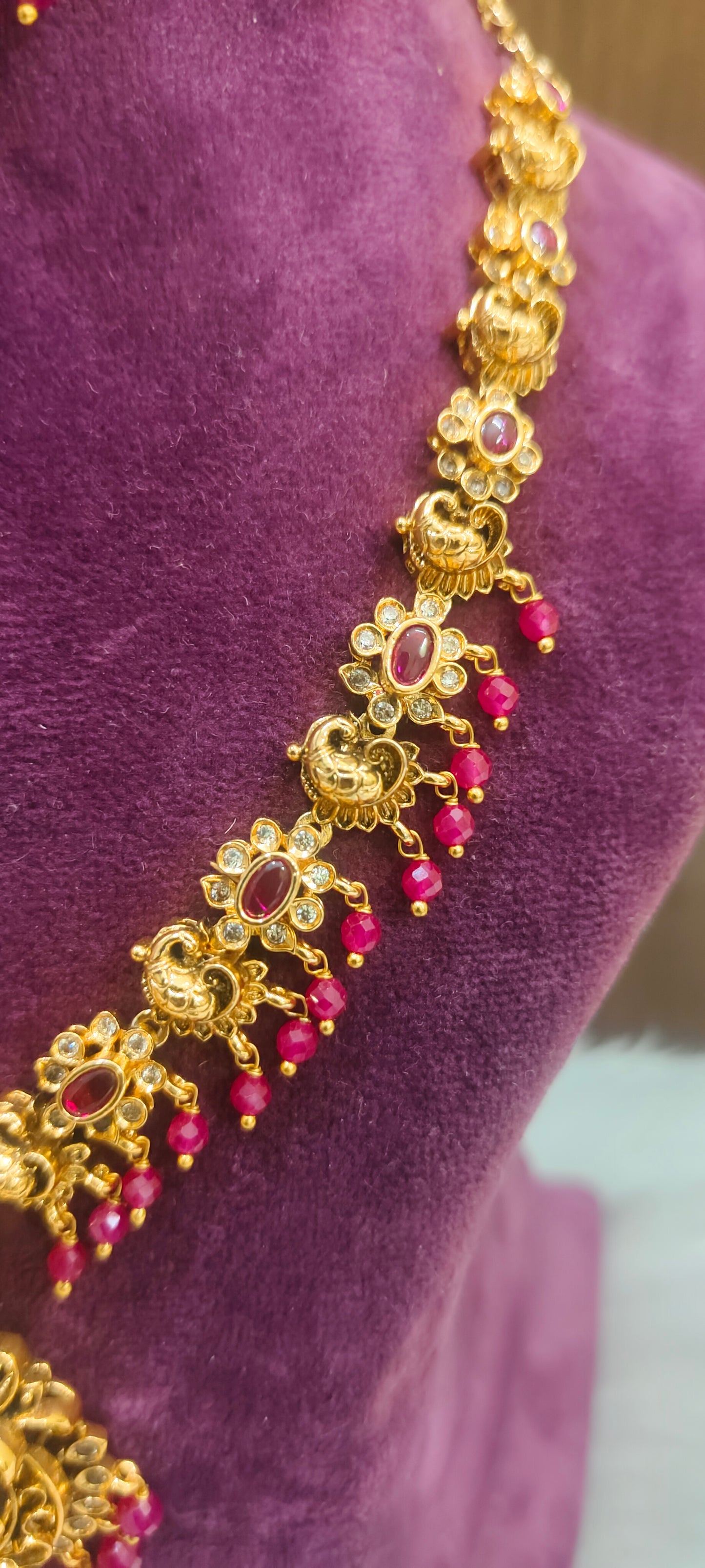 High premium nakshi necklace set with 3d embossed