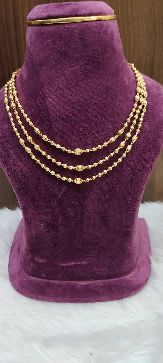 Premium micro gold plated 18" length 3 step ball chain