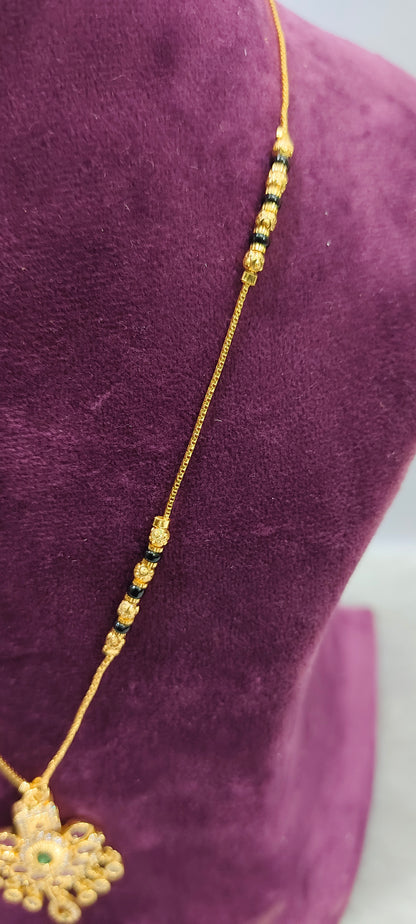 Premium micro gold plated 20" length trendy invisible chain pattern black beads