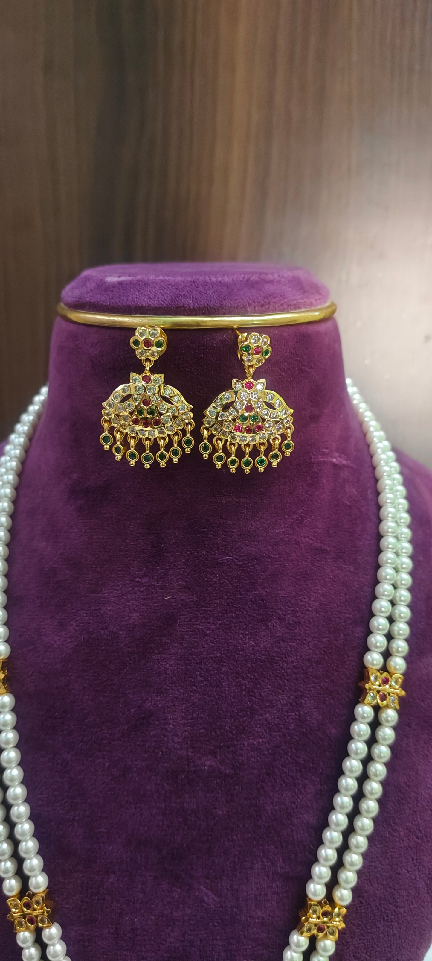 Pure panchaloham 28" length rani haram with earrings