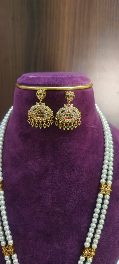 Pure panchaloham 28" length rani haram with earrings