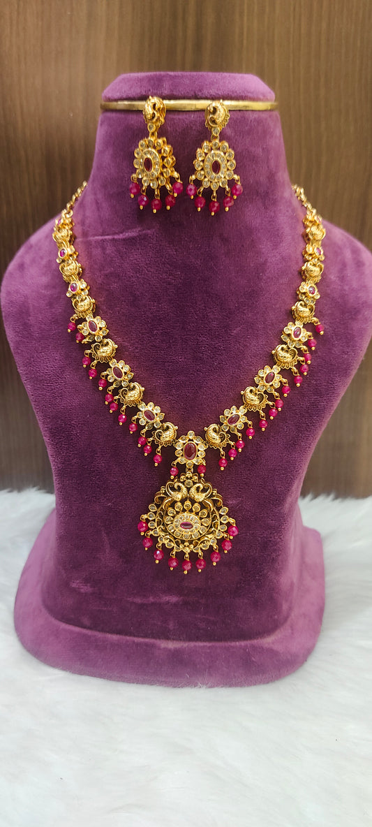 High premium nakshi necklace set with 3d embossed