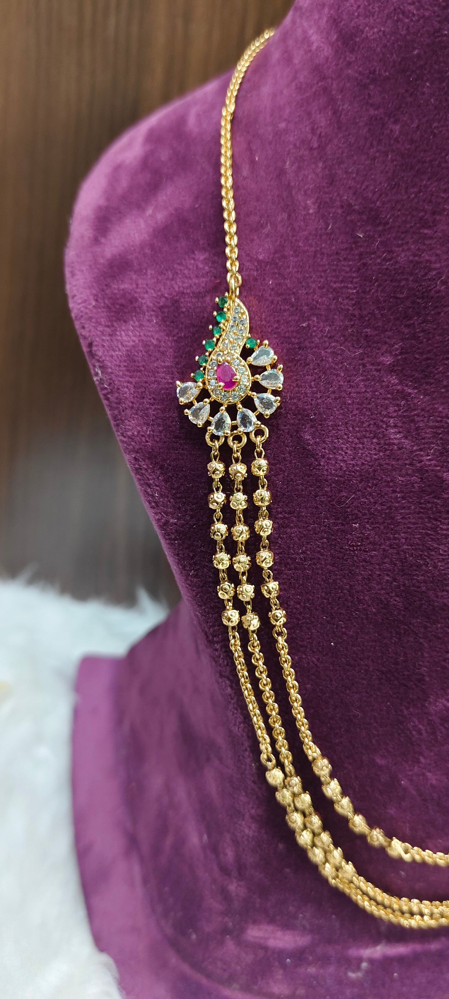 Premium nakshi 18" length 3 step chain and ladies openable kada combo