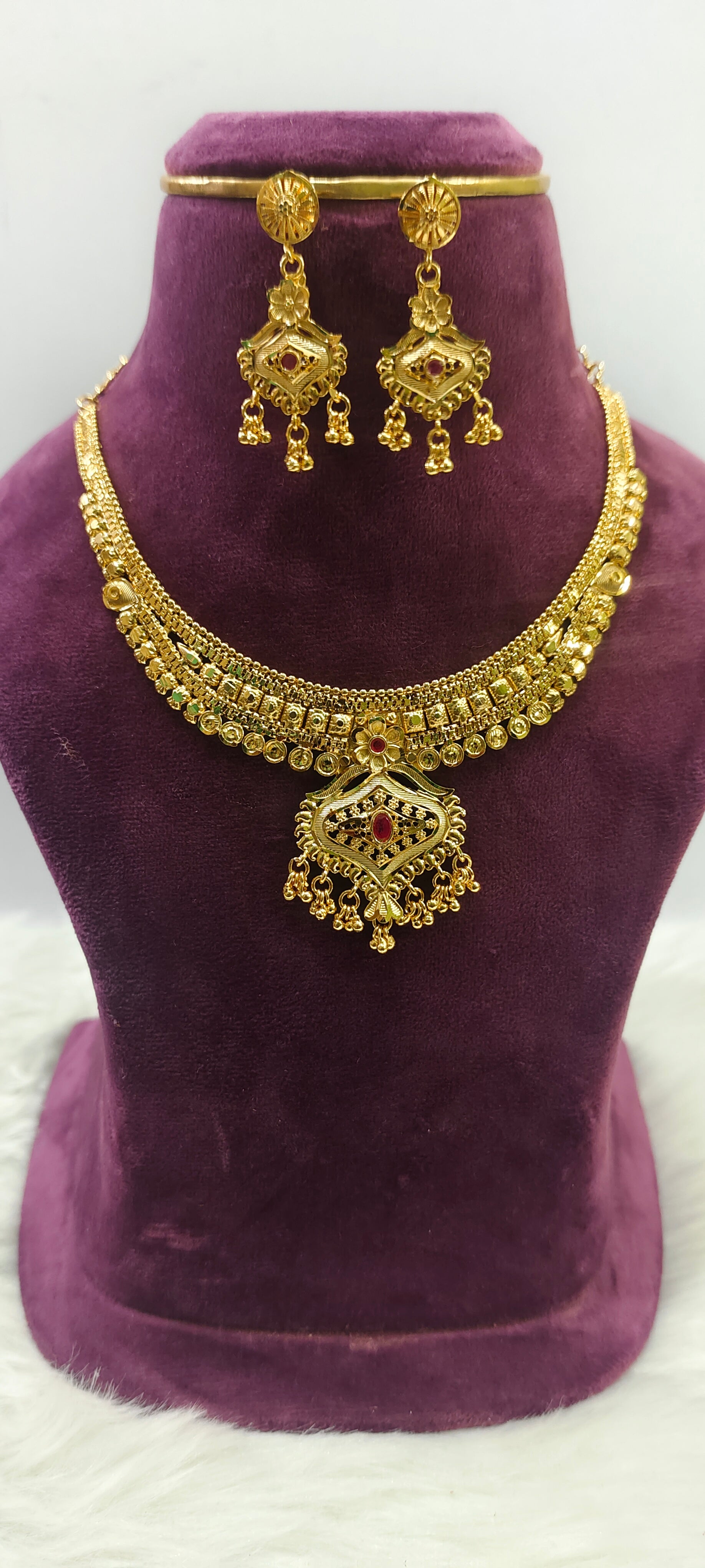 100% gold look necklace set – Paanchajanya Jewels