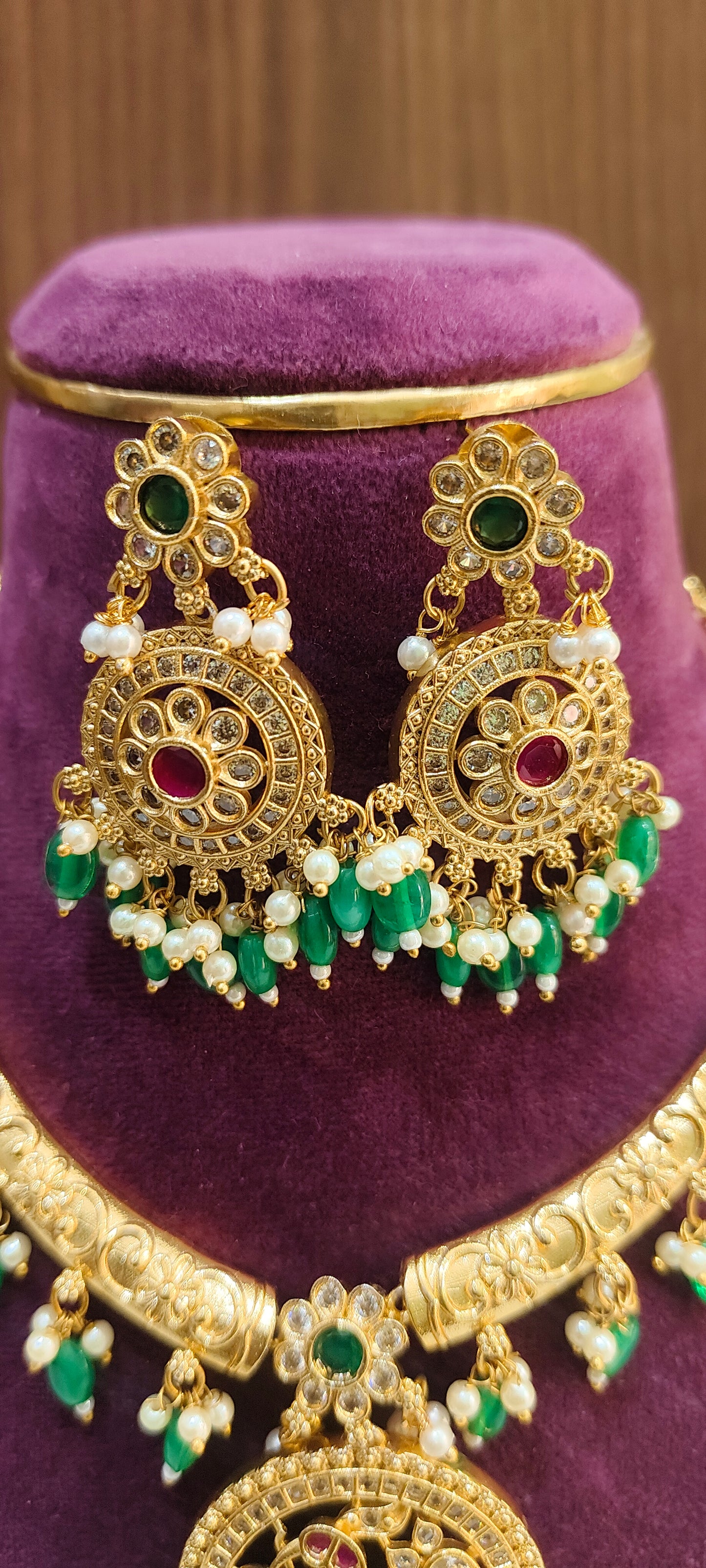 Premium nakshi kante necklace set with out god motive