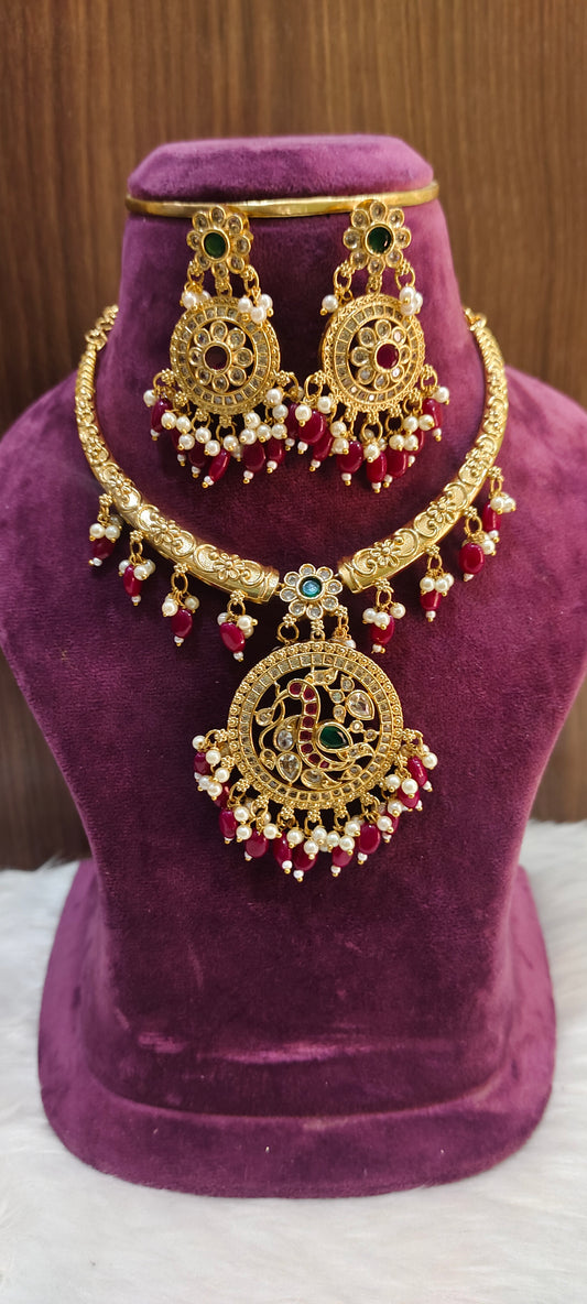 Premium nakshi kante necklace set with out god motive