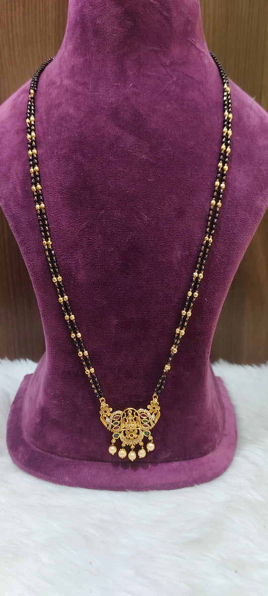 Premium nakshi 28" length 2 line black beads