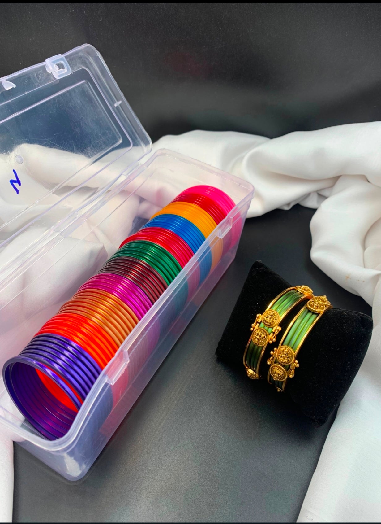 Premium nakshi frame bangles with 12 colour fiber bangles
