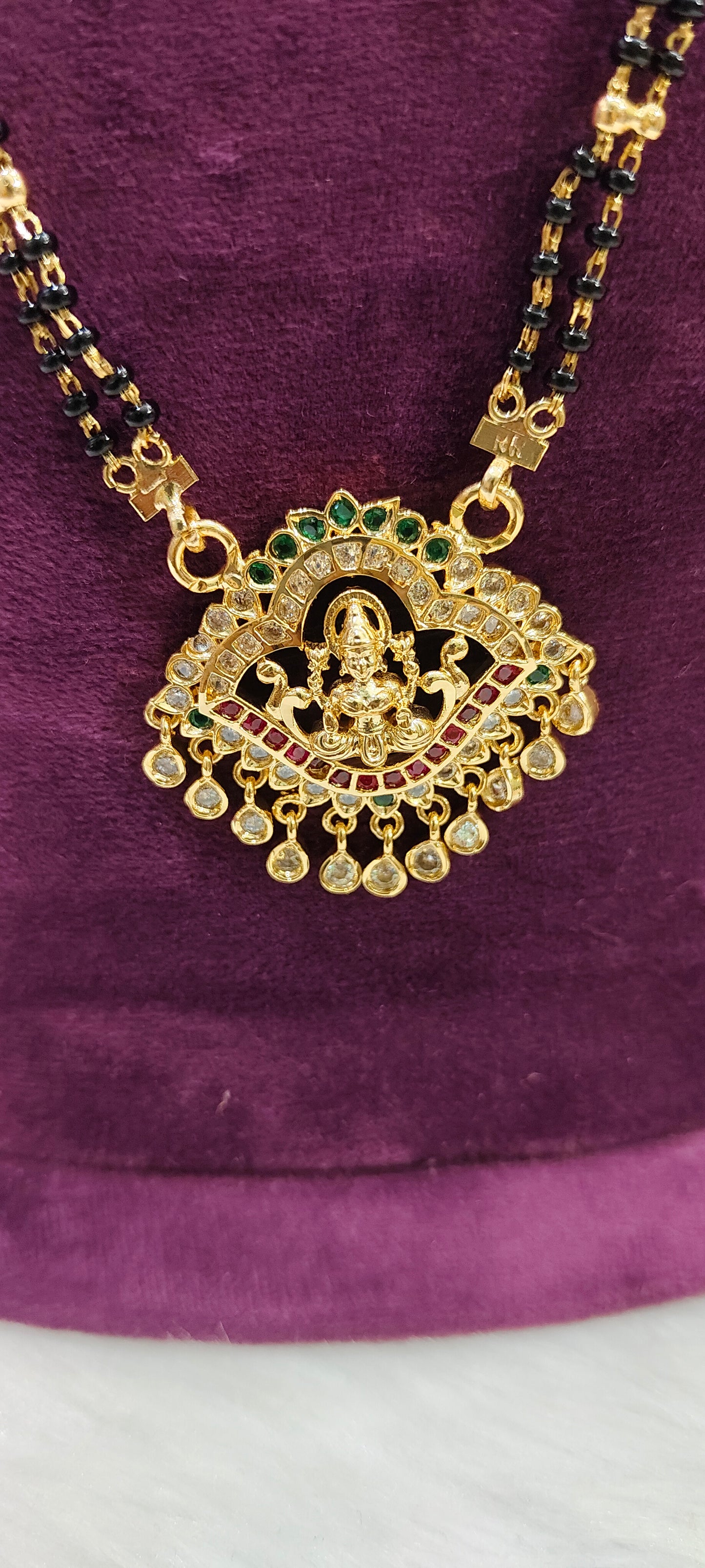 Pure panchaloham pendant with micro 26" length black beads( only pendent panchaloham)