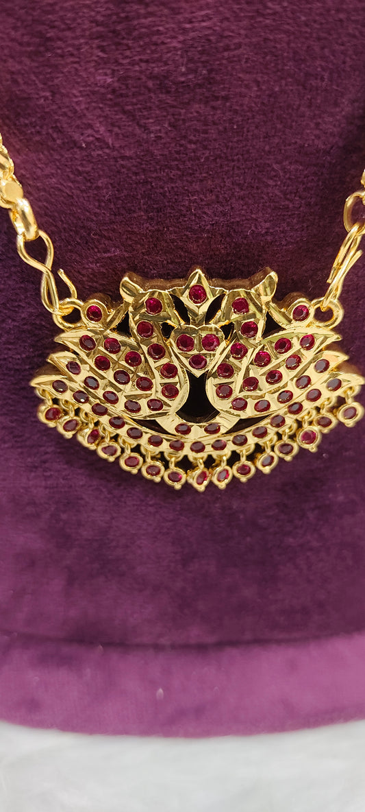 Premium micro gold plated 26" chain with Ruby panchaloham pendant