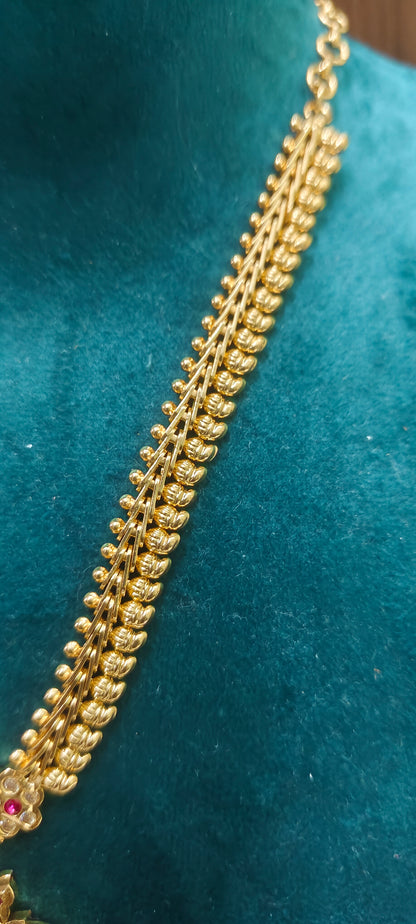 Pure panchaloham vintage look Mango necklace with Lakshmi Devi and balaji pendant (stone colour may changes)