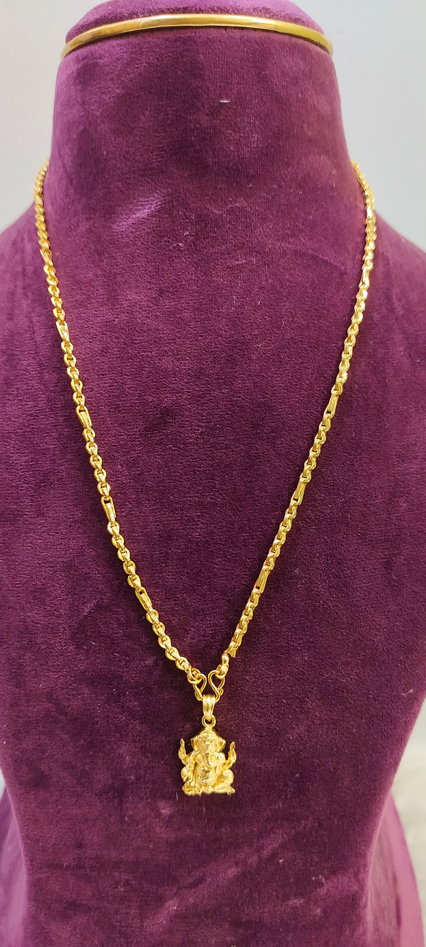 Gold look 20" length ganesh or hanuman pendant chain