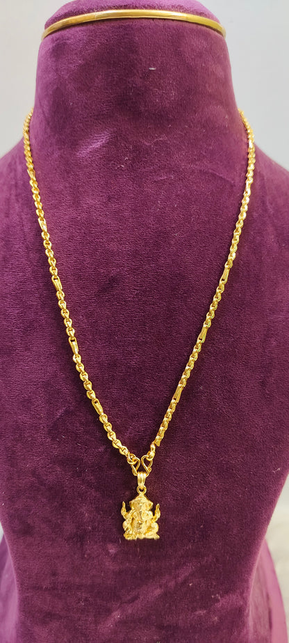 Gold look 20" length ganesh or hanuman pendant chain