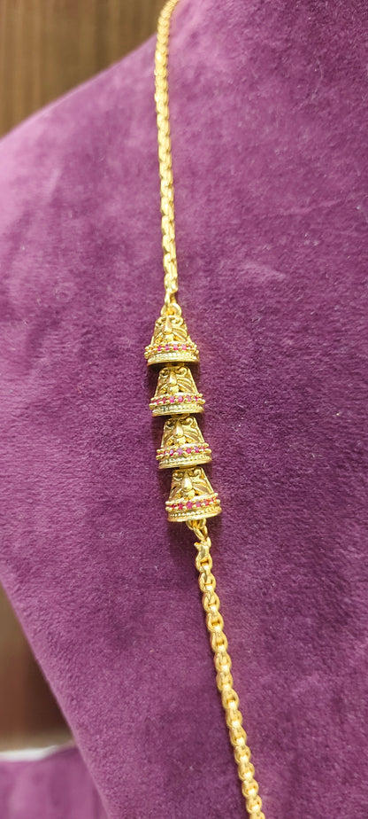 Premium micro gold plated daily wear 26" length nongod motive side pendant thali chain