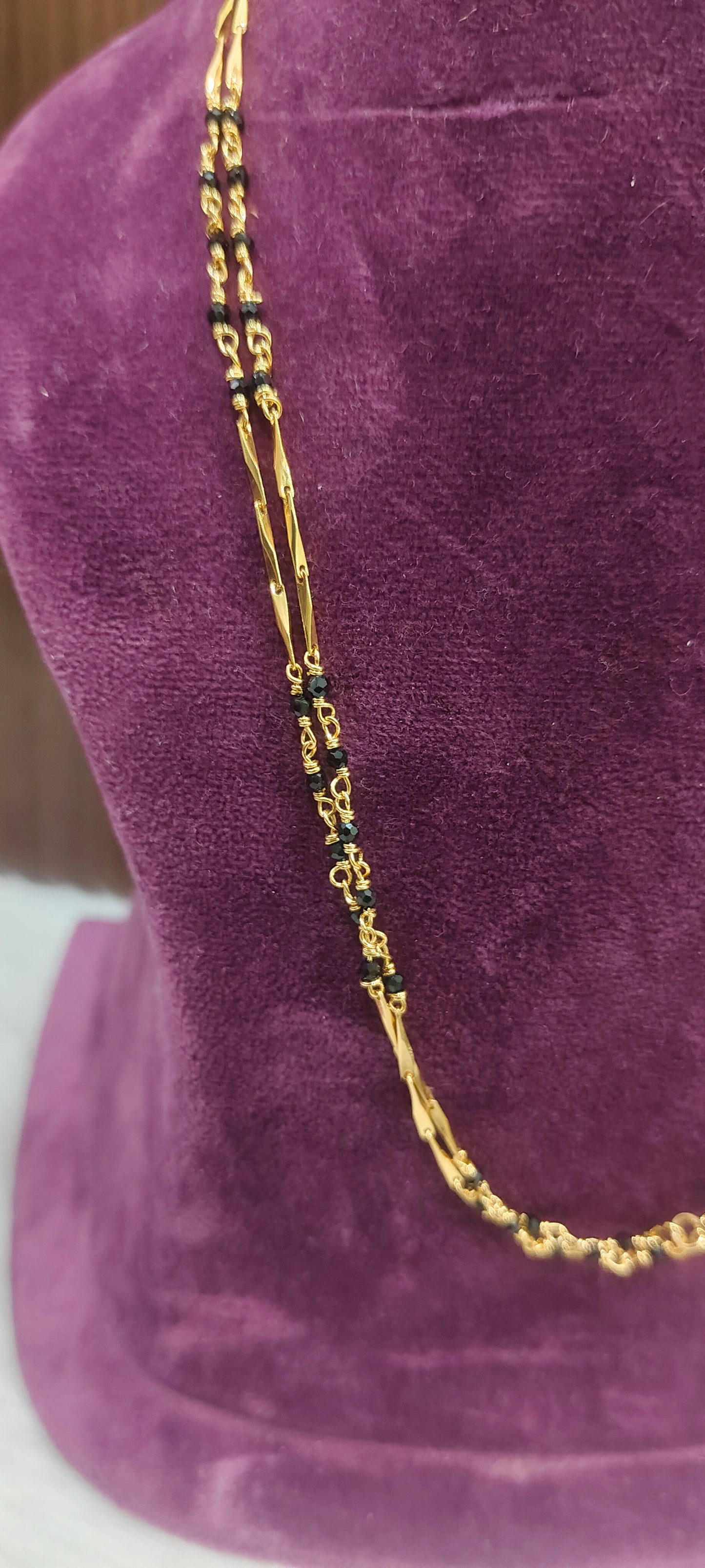 Premium micro gold plated 18" length short black beads