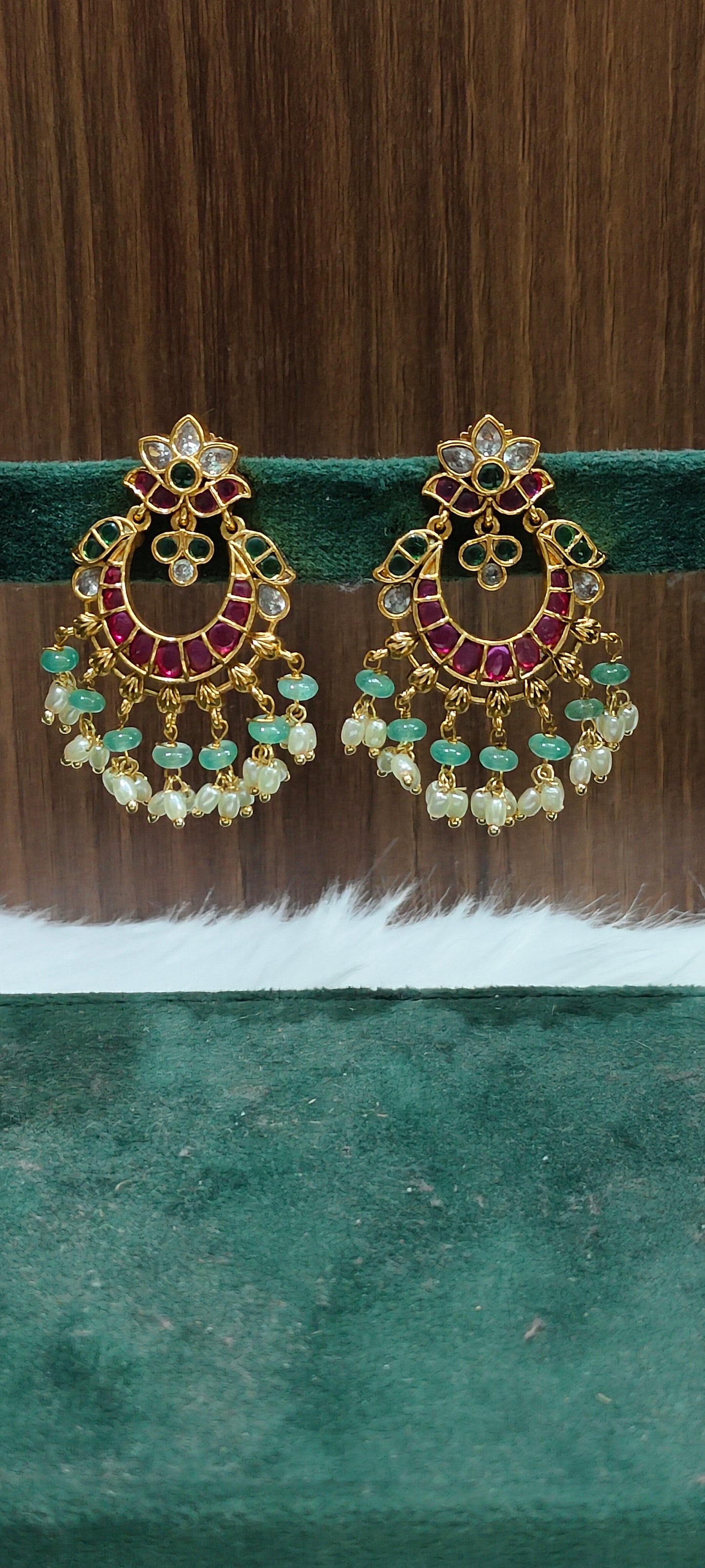 Premium kempu Chandbali earrings