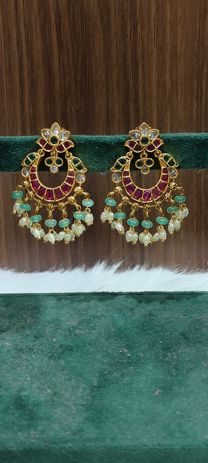 Premium kempu Chandbali earrings