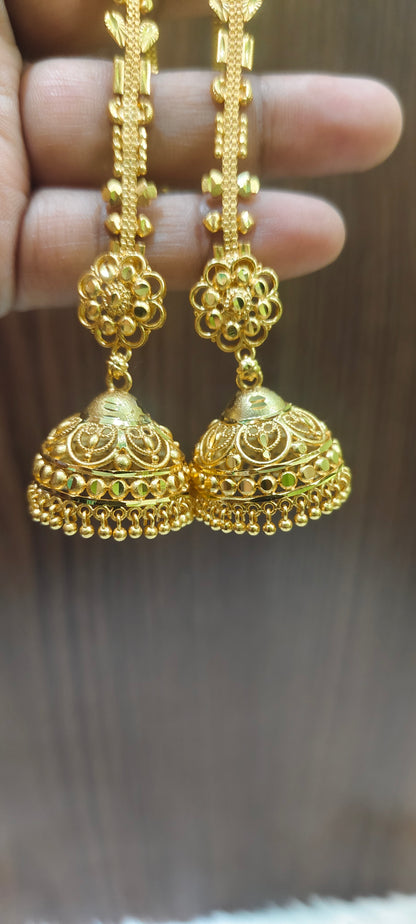 100% gold look big jumkas and chuttu maati combo