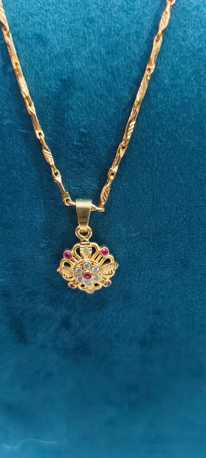 Premium micro gold plated 18" length flower pendant chain