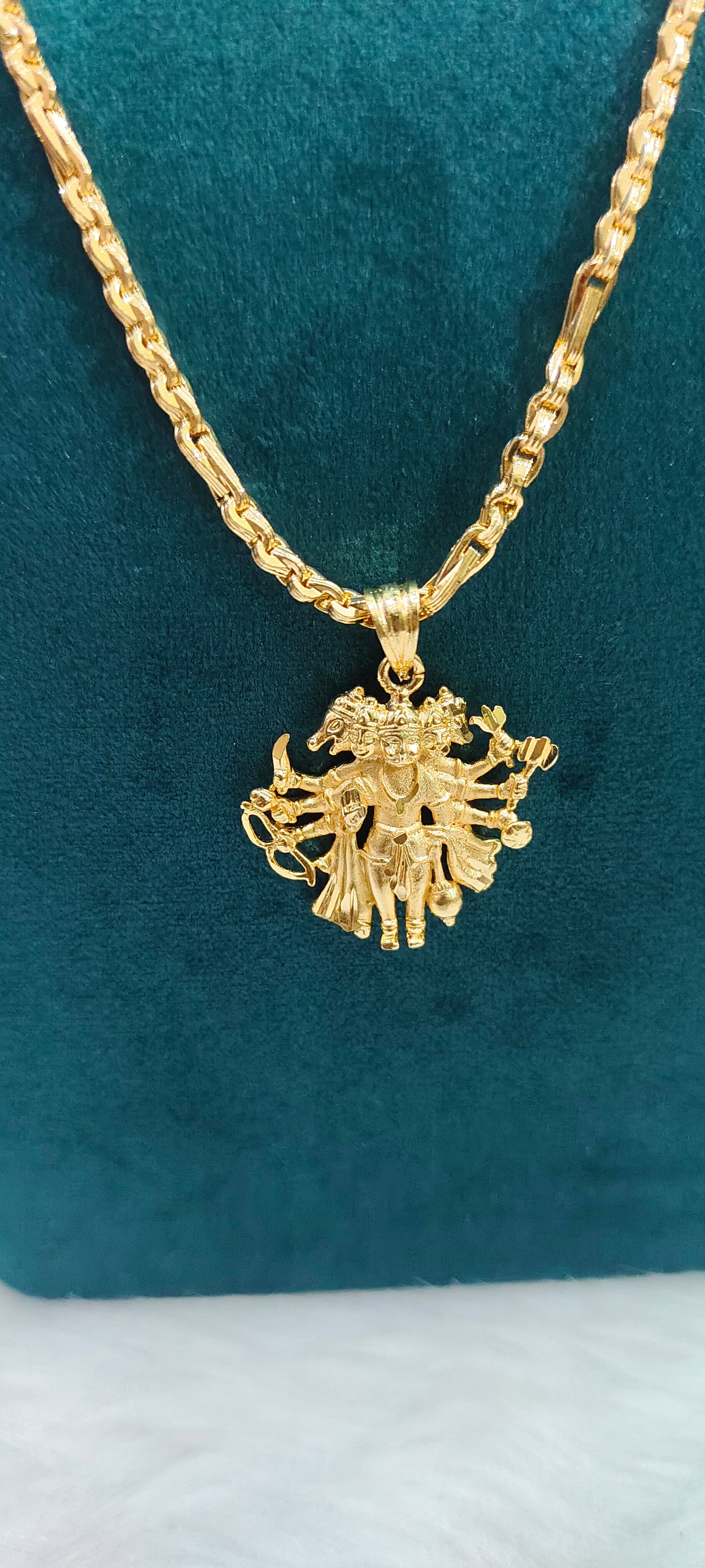 Premium micro gold plated 20" length 5+1 chain with panchamukhi hanuman locket