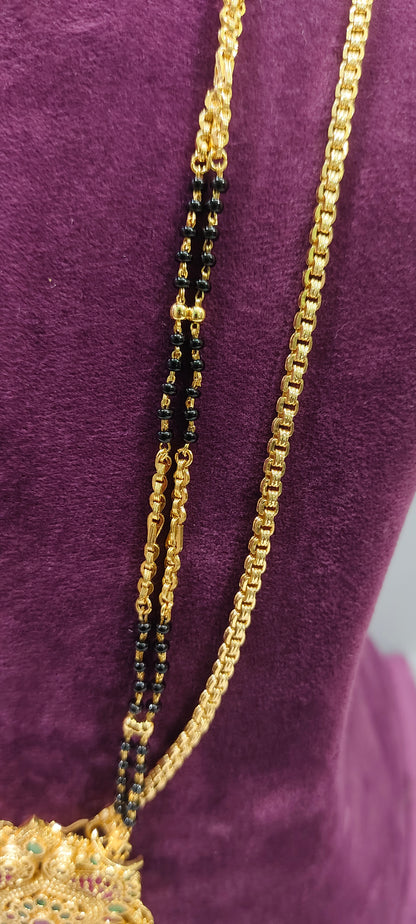 Premium micro gold plated 3 set combo (26" length Thali chain 28" length long black hair with vanki ring )