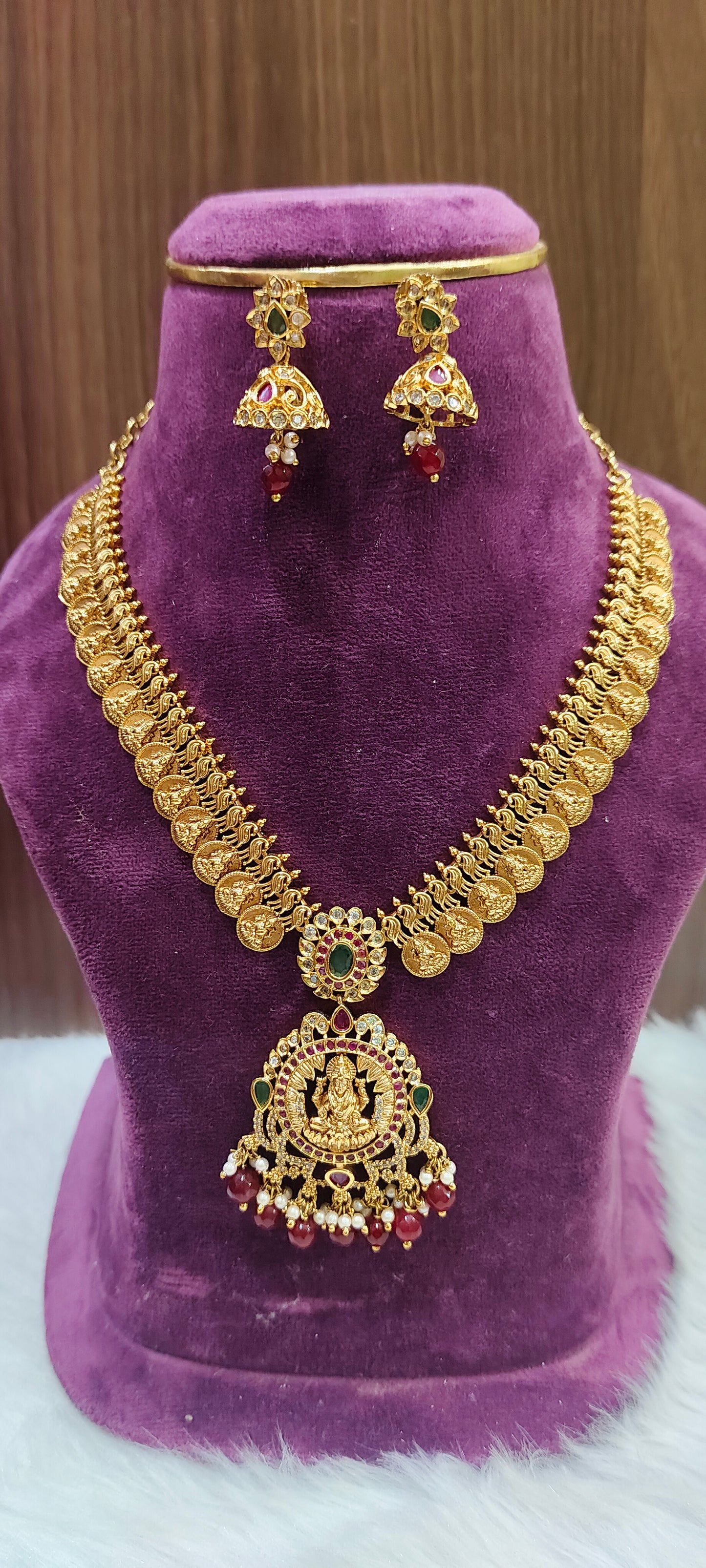 Premium nakshi men 22" length puligoru chain and ladies kasu necklace set combo