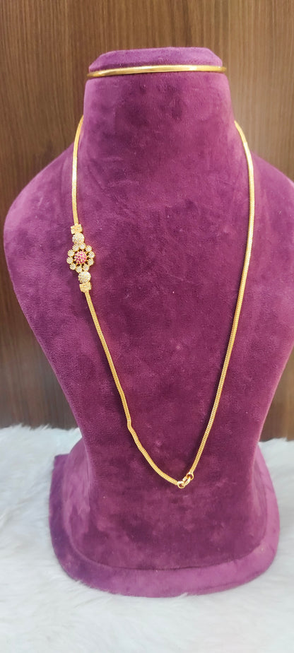 Premium micro gold plated 24" side pendant thali chain