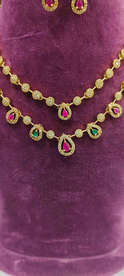 Simple unique 2 step necklace set