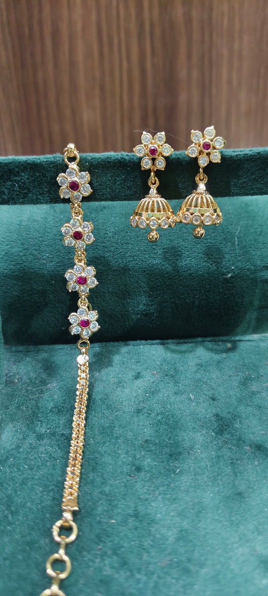 Pure panchaloham bracelet with pure panchaloham jumkas combo