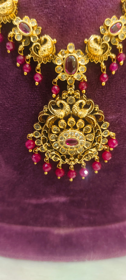 High premium nakshi necklace set with 3d embossed