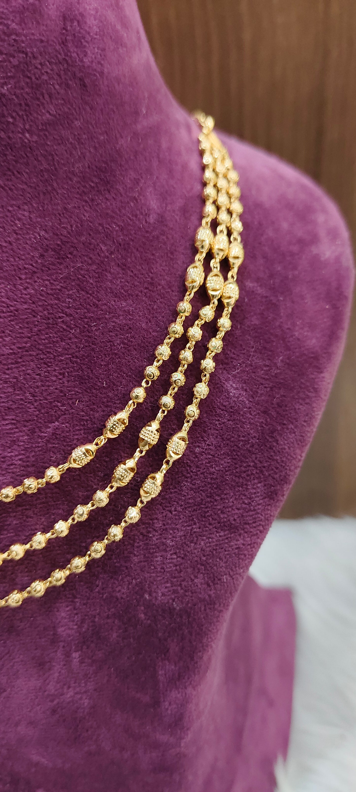 Premium micro gold plated 18" length 3 step ball chain