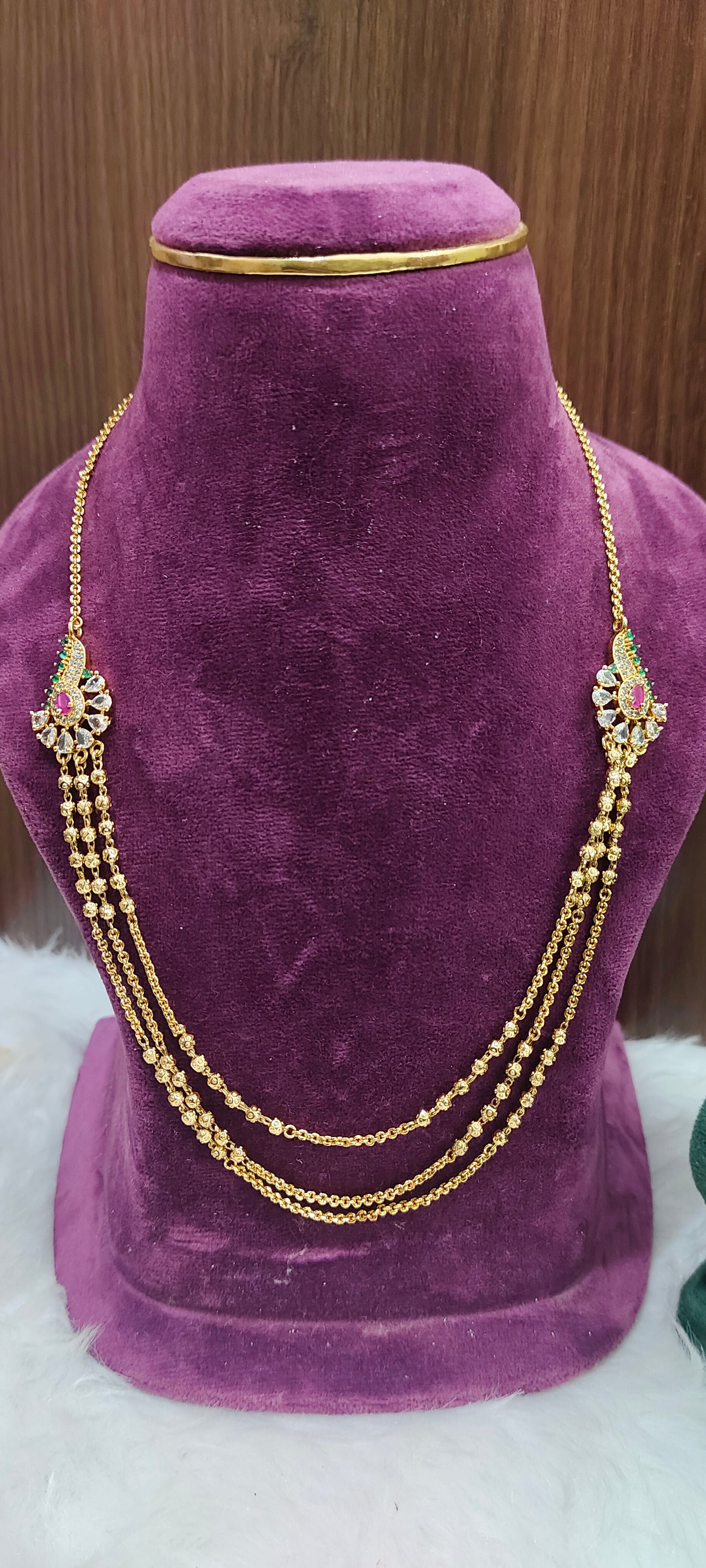 Premium nakshi 18" length 3 step chain and ladies openable kada combo