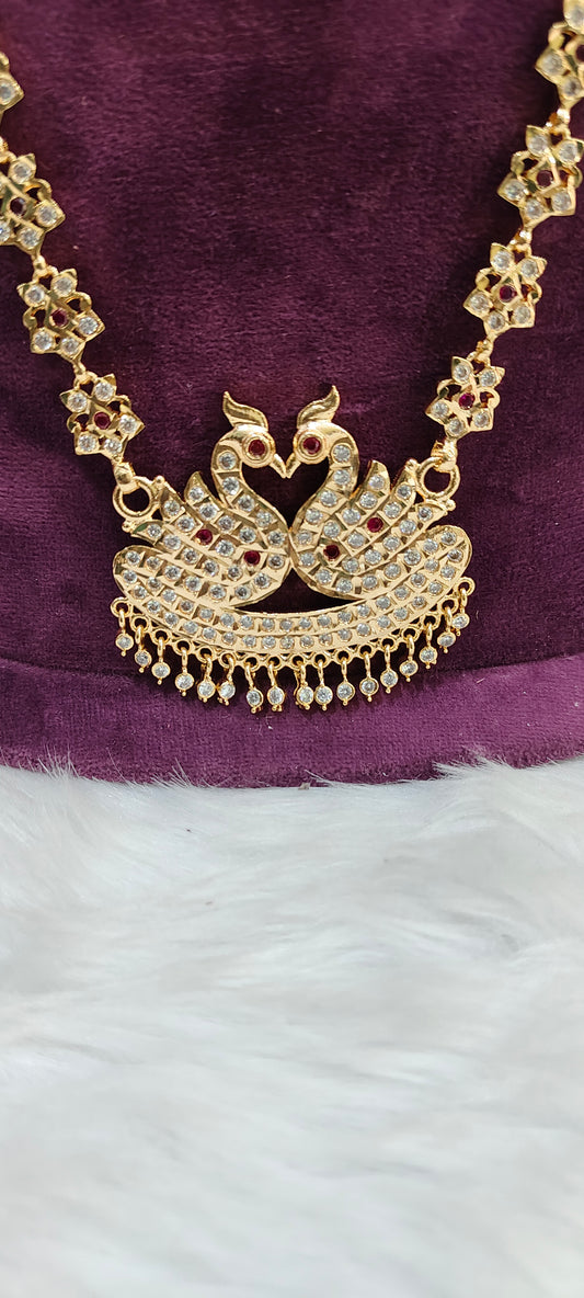 Pure panchaloham 32" length double swam pendant long haram