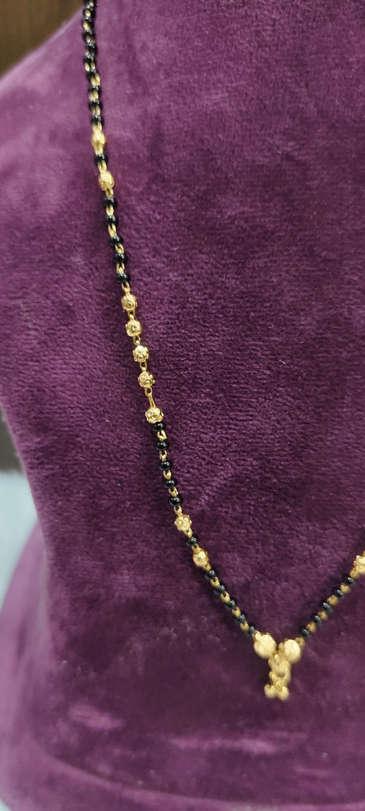 Premium micro gold plated 18 " length short black beads