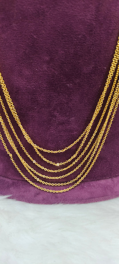 Premium fusion 6 line chandraharam with side white stone brouch