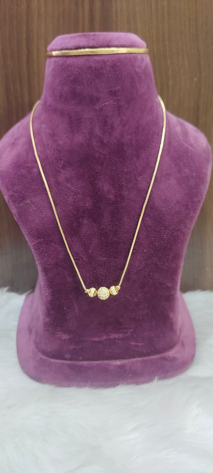 Premium micro gold plated 18" length white stone ball chain