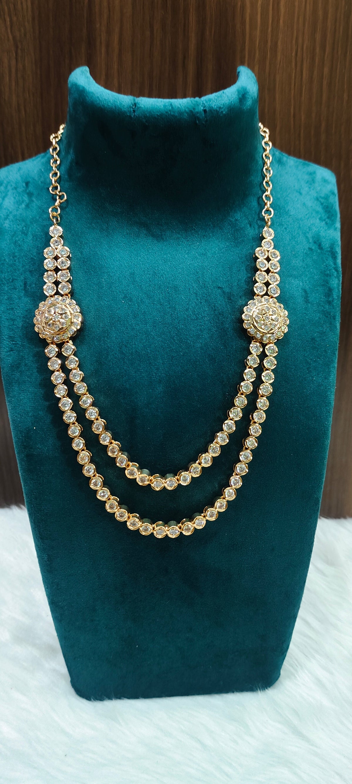 Pure panchaloham diamond look 2 step necklace