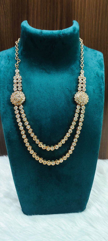 Pure panchaloham diamond look 2 step necklace