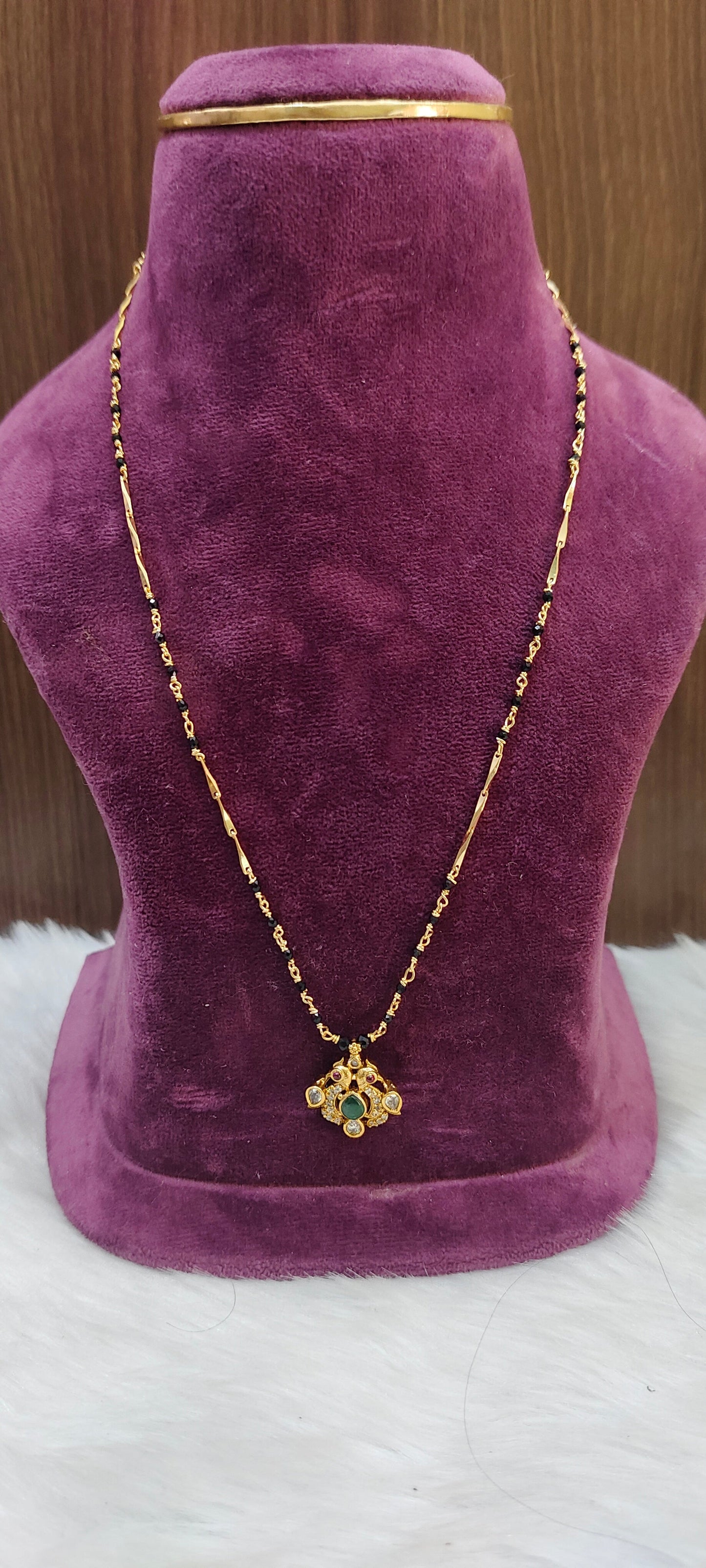 Premium micro gold plated 18" length gold look black beads