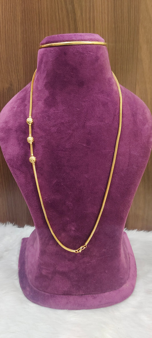 Premium micro gold plated 26" length side ball thali chain