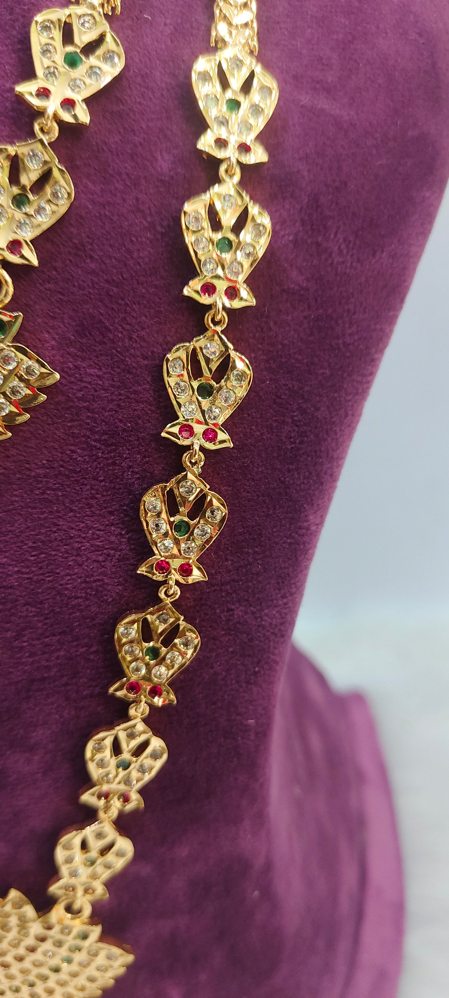 Pure panchaloham necklace and long haram combo set