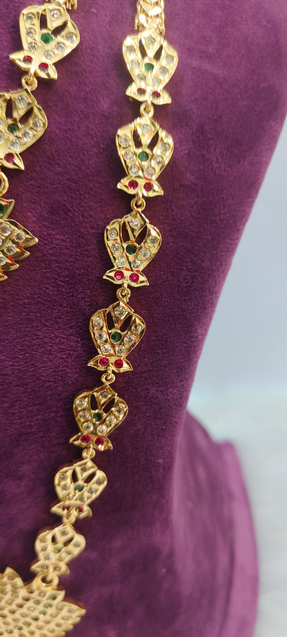 Pure panchaloham necklace and long haram combo set