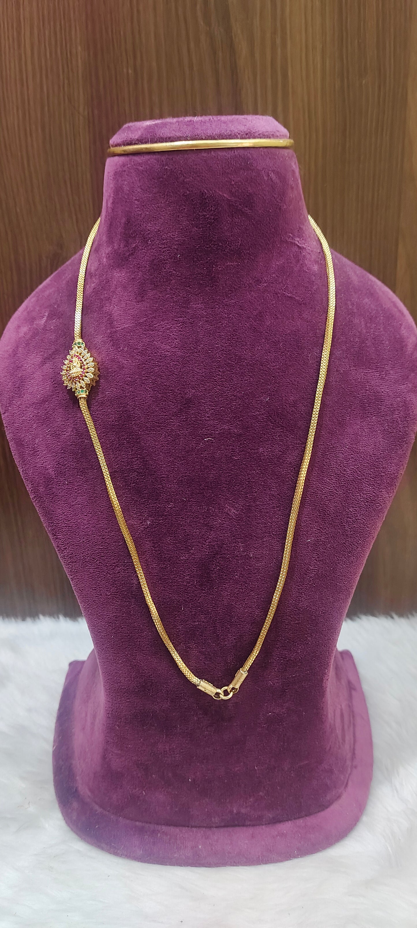 Pure panchaloham unpolished 24" side pendant Lakshmi Devi thali chain