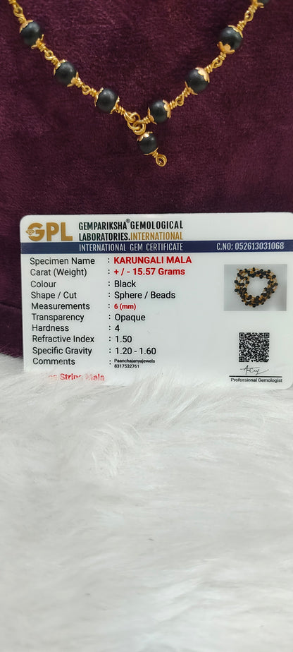 Original karungali mala with panchaloham caping and with certificate