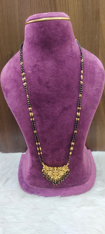 Premium nakshi 28" length 2 line black beads