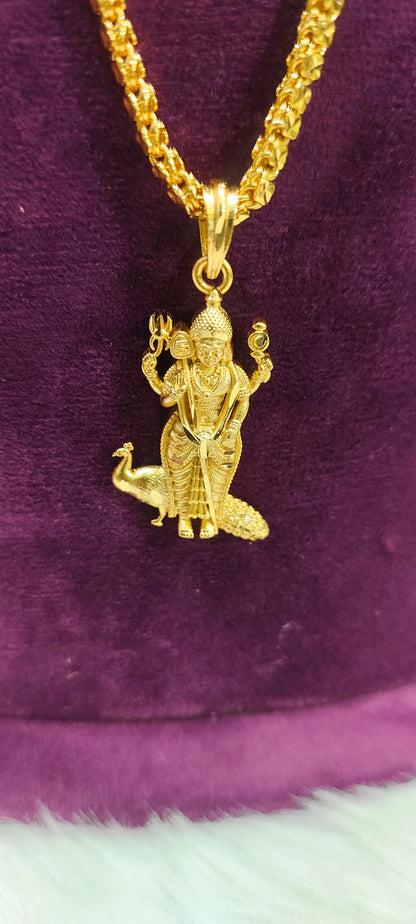 Premium micro gold plated 24" chain with murugan pendant chain