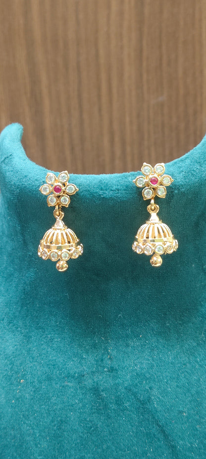 Pure panchaloham gold look jumkas with detachable stud