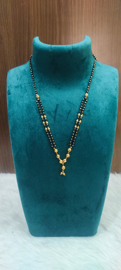 Premium gold look 18" length 2 line black beads